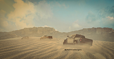 A TRIP THROUGH THE DESERT behance car dribble graphic design photo manipulation