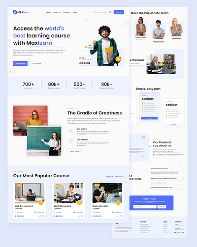 E-learning Website Landing Page Design 2024 trending website e learning design edtech online course online school ui ux