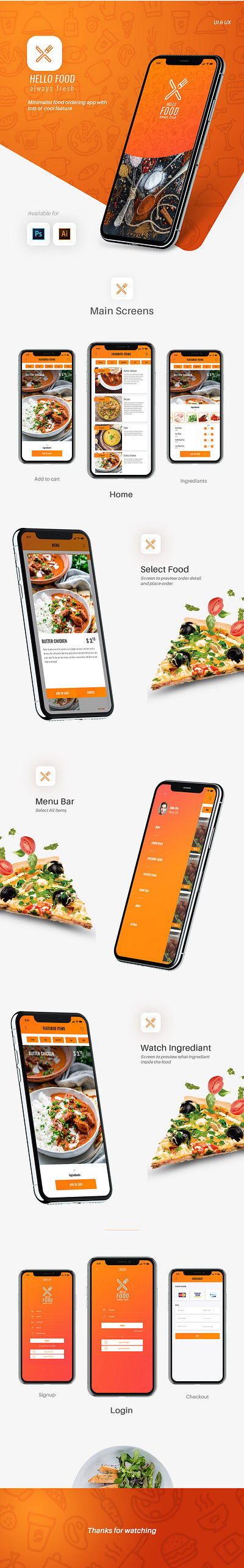 UI / UX for Hello Food app design design food app graphic design mobile app mobile app design ui ux