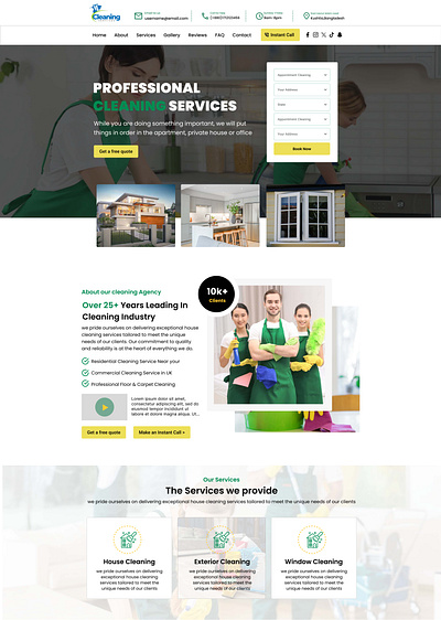 Cleaning Service Website UI Design cleaning graphic desgin house service ui ux website design