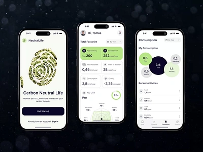 Carbon Footprint | Eco App Design app appdesign carbonfootprint design eco greentech sustainability ui uiux uxdesign
