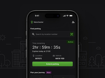 Car Park App Redesign app car clean concept dark mode design digital figma minimal mobile mobile design parking product redesign ui ux visual