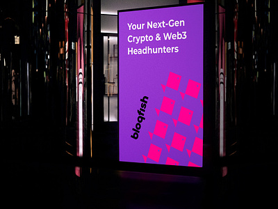 Bloqfish Advert advert billboard bloqfish bold design brand brand identity design dark digital design graphic design illustration lightbox logo logo mark madebyswish pink poster print design purple recruitment swish