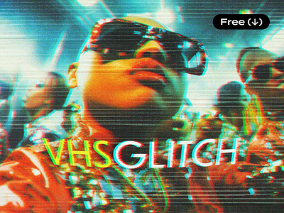 Retro Glitch Monitor Photo Effect crt cyberpunk download effect free freebie glitch glitched glitches matrix monitor old photo photoshop pixelbuddha psd retro screen template vhs