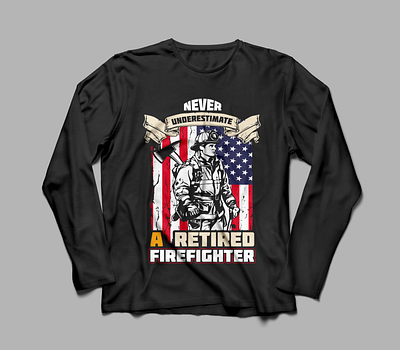 USA FIRE-FIGHTER FLAG T-SHIRT DESIGN best design branding custom custom t shirt design design fire fighter fire fighter t shirt full sleev graphic design illustration t shirt t shirt design