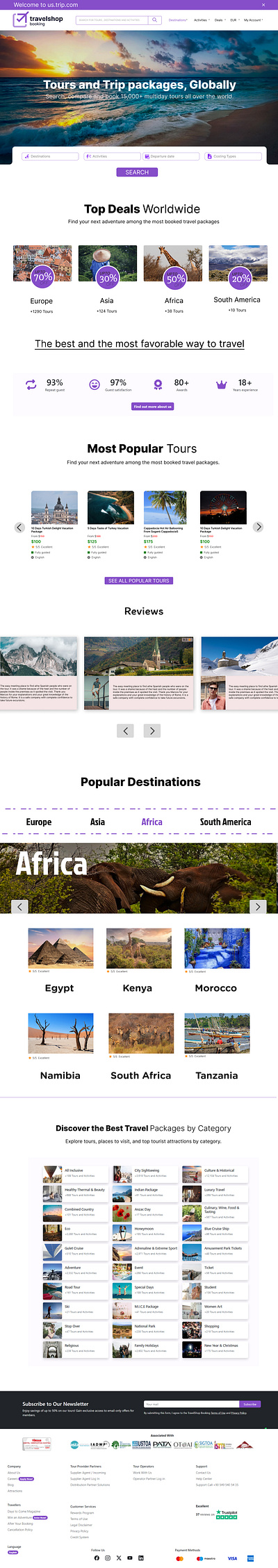 TRAVELSHOP REDESIGN UI / UX DESIGN ai landing page branding figma design illustration landing page redesign travel landing page ui ui design ui redesign ux design