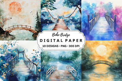 Watercolor Boho Bridge Background animation branding graphic design logo motion graphics