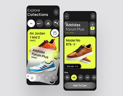 Shoes App Design Concept best app design dark theme design soul glassmorphism app ios modern ui popular app design portfolio sandip design sandip kunar shoe app shoes trendy 2024