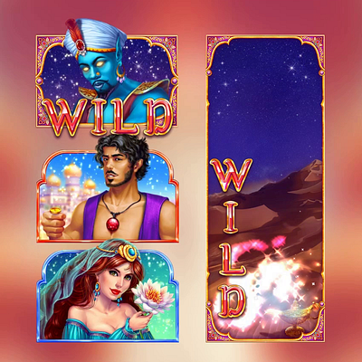 Aladdin themed slot game - High slot symbols animation aladdin aladdin game aladdin slot animation animation design expanded symbols gambling game art game design genie graphic design jasmine motion art motion design motion graphics symbol design symbols animation symbols art