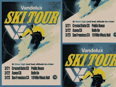 Vandelux Ski Tour Graphics: Outtake band flyer band graphic band merch band poster concert flyer concert graphic concert merch concert poster event merch event poster gig graphic gig merch gig poster music graphic music merch music poster tour flyer tour graphic tour merch tour poster