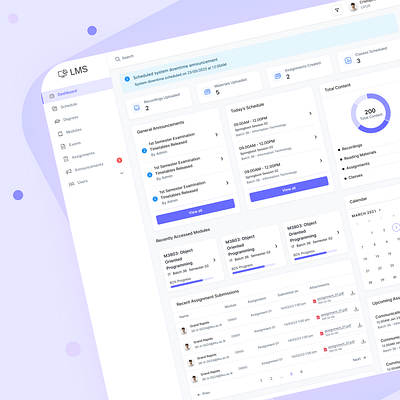 Learning Management System dashboard design lms ui web design website