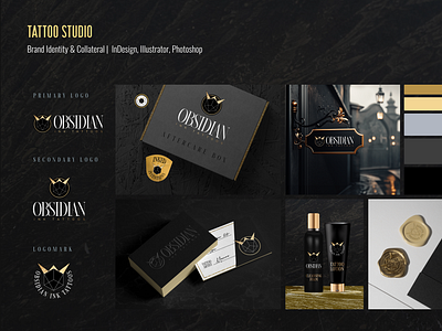 Tattoo Studio Brand Identity black and gold brand design branding design edgy logo design luxury tattoo artist tattoo brand tattoo studio