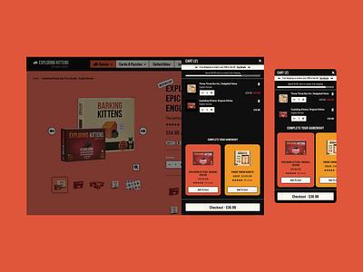 Exploding Kittens Mini Cart boardgame branding cardgame cart checkout comedy commerce design exploding graphic design humor illustration kittens logo shop silly ui ux