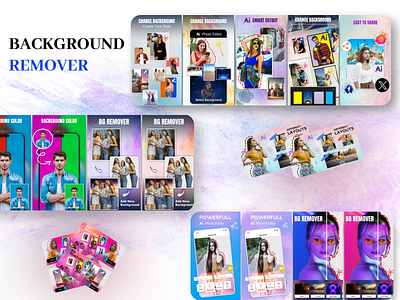 BACKGROUND REMOVER APP ( Screenshots ) apps graphics graphic design mobile app play playstore graphics screenshots store listing designs ui uiux