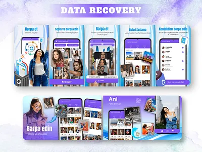 DATA RECOVERY APP ( Screenshots ) apps graphics graphic design mobile app pla playstore graphics screenshots store listing design ui uiux