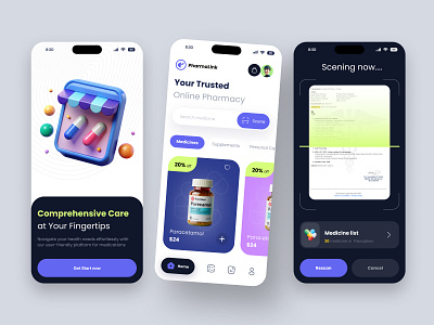 Pharmalink- Pharmacy Mobile App 3d app app deisgn design ecommerce health health app healthcare ios medical app medical care medicine mobile app mobile app deign pharmacy pharmacy app shop suppliments ui ux