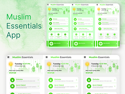 MUSLIM ESSENTIALS APP ( UI Design ) app design figma mobile app ui uiux wireframing