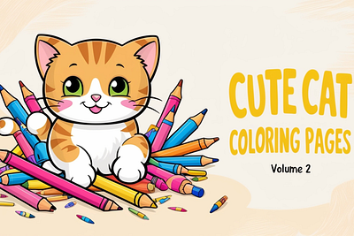 Cute Cat Coloring Pages- Volume 2 design graphic design illustration vector