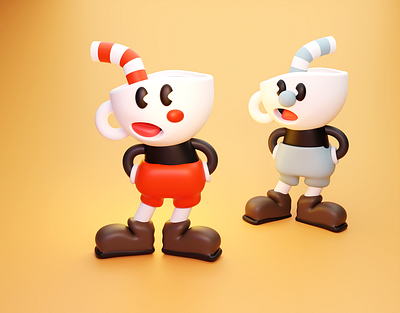 Cuphead 3D character design - Blender 3D 3d blender blender 3d cartoon character cuphead design game graphic design mugmen