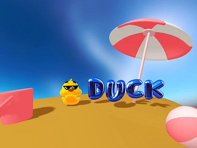 A Duck 3D Animation with Spline 3d 3d animation 3d design 3d modeling animation beach duck interaction motion graphics ui web design