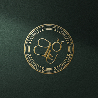 BOU letters form a bee for luxury honey brand badge bee brand identity branding elegant foil gold honey logo luxury logo premium seal symbol