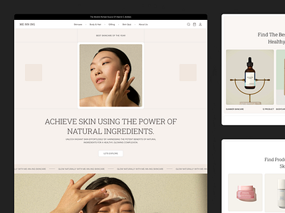 ME-NN-ING - Skincare Ecommerce Landing Page beauty beauty product cosmetic ecommerce face homepage landing landing page makeup product skin skincare store ui ui design ux web web design website