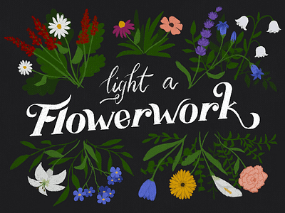 Music Inspired Illustration #1 - Flowerwork amateur bts design fanart flower illustration procreate rm typography