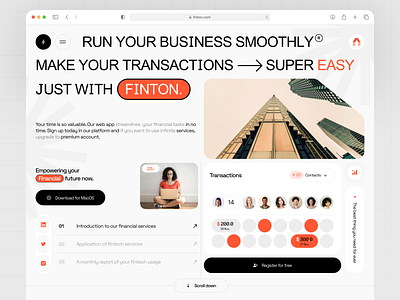 Finton: a smart financial assistant💸💎 analytics banking capital design desktop finance financial management financial works fintech herosection minimal payment product product design statistics transfer ui ux