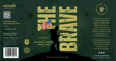 One Family Brewing Beer Label Design alcohol beer beverage branding brave brewery flag graphic design label logo military packaging patriotic print design soldier usa