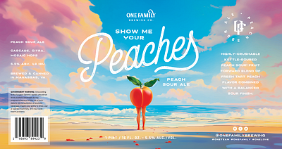 Show Me Your Peaches Label Design beer beverage branding brewery cpg funny label packaging peaches print design summer