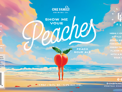 Show Me Your Peaches Label Design beer beverage branding brewery cpg funny label packaging peaches print design summer