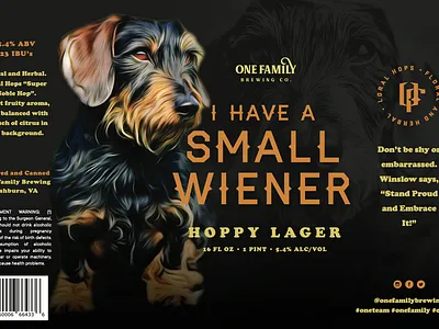 One Family Brewing Label Design beer beverage branding brewery cpg graphic design label logo packaging print design wiener dog