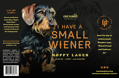 One Family Brewing Label Design beer beverage branding brewery cpg graphic design label logo packaging print design wiener dog