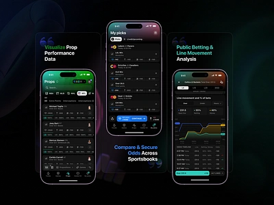 Outlier App: Compare & Analylis Odds analytics app application betting bookmaker dark design gambling ios mobile modern neon outlier product design sport sportsbook ui user interface ux web design