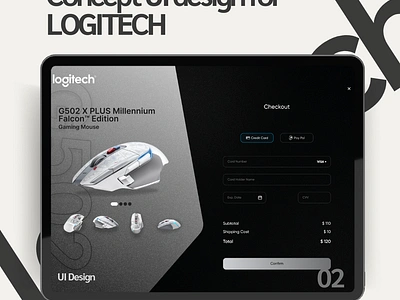 Concept Check out page for Logitech Gaming Mouse 3d animation app branding design figma graphic design illustration logo typography ui