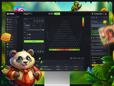 Casino Panda — Plinko game blockchain bonus casino casino app casual game crypto casino dark ui dashboard gambling game game art game design game ui gaming live casino plinko product design roulette slots web design