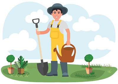 Farmer in the field illustration illustration for online school vector