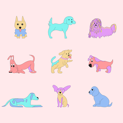 Dogs :) animals color colorful design dogs geometric illustration pattern