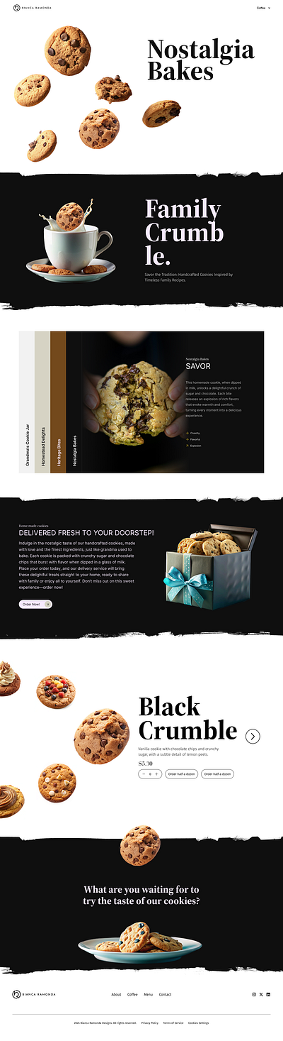 Landing Page | Nostalgia Bakes (cookies) cookie cookies design landing page uxui website