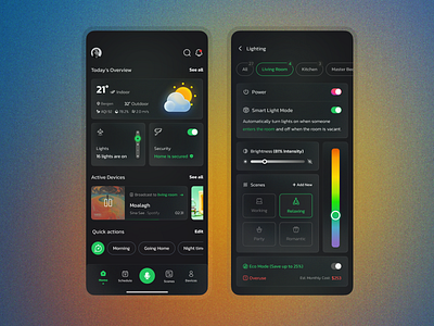 Smart Home App - Minimalist UI/UX automation dashboarddesign design energyefficiency homeautomation lightingcontrol minimalistdesign mobileappdesign modernui smarthome smarthouse ui uiuxdesign ux