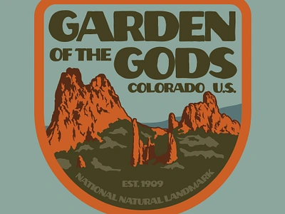 Garden of the Gods badge colorado design garden of the gods illustration logo national park outdoors patch retro vintage wilderness