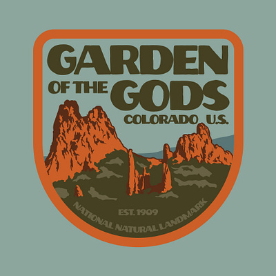 Garden of the Gods badge colorado design garden of the gods illustration logo national park outdoors patch retro vintage wilderness