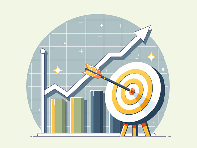 Growth chart. Target. Vector business illustration arrow business chart design flat goal attainment graph growth illustration money schedule succeed target vector web