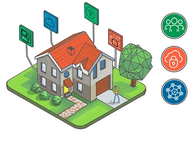 Dept. of Labor Home Security Check house illustration orthographic security sketch website