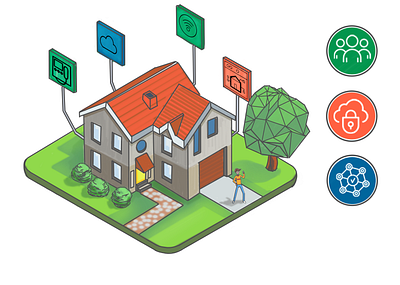 Dept. of Labor Home Security Check house illustration orthographic security sketch website