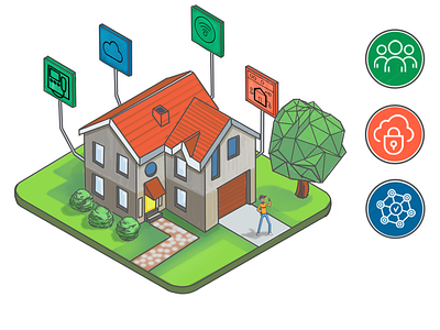 Dept. of Labor Home Security Check house illustration orthographic security sketch website