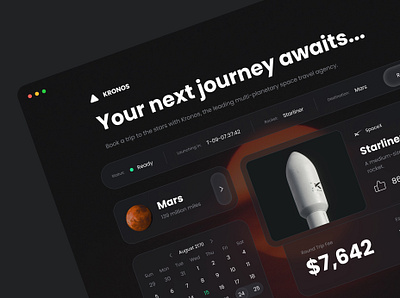 Space Travel Agency Landing Page futuristic glassmorphism landing page modern space ui