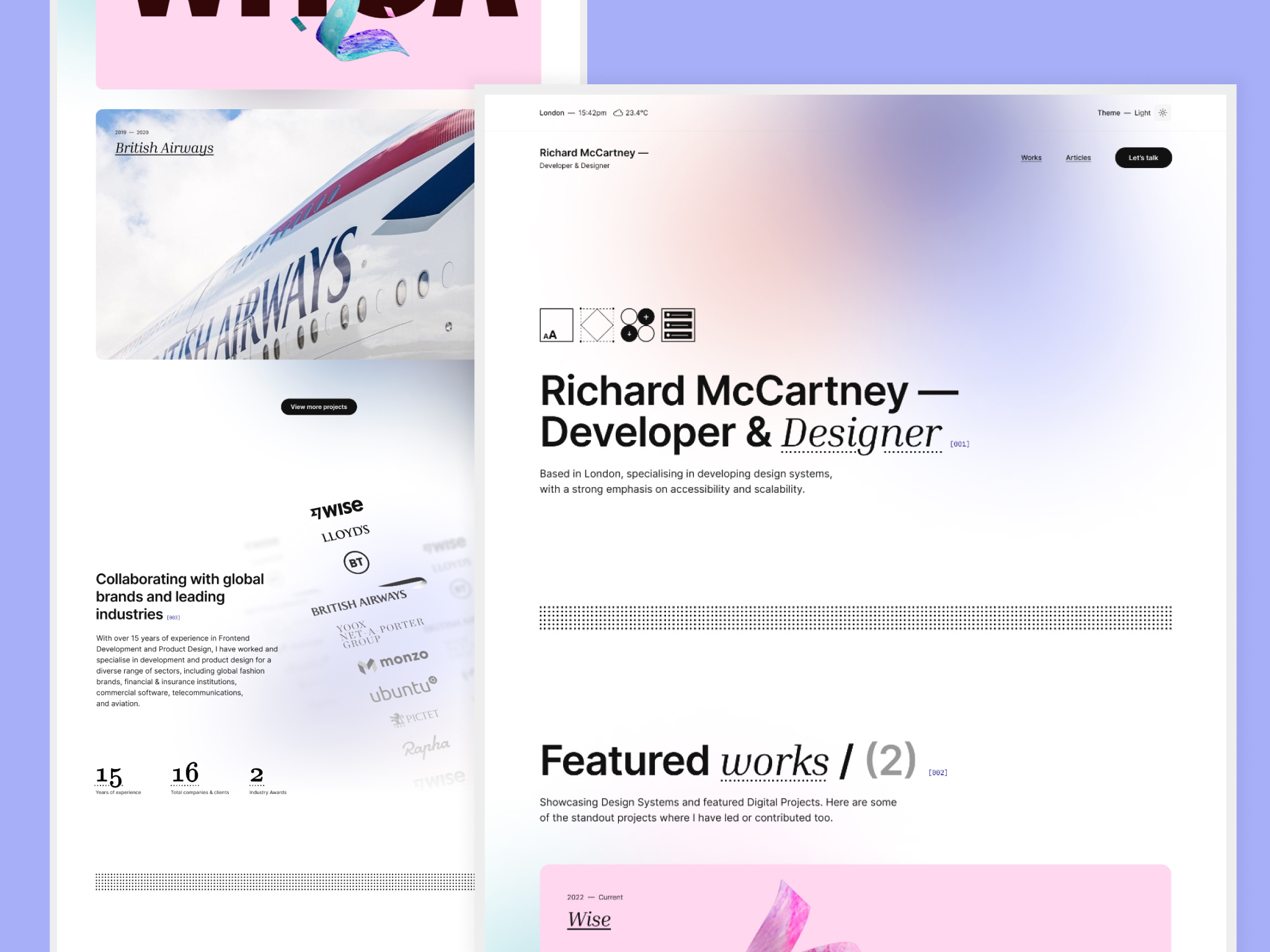 Portfolio clean designer developer inter minimalist portfolio projects promotion shades simple