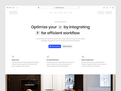 Landing page advantages benefits design exploration features figma integrations keys landing page light mode logos optimization optimize product design slack ui ux value web web design workflow