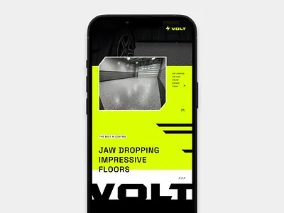 Volt Coatings Mobile app branding coating design green grid grid layout interface mobile mockup neon services social social media story template ui ux volt web design